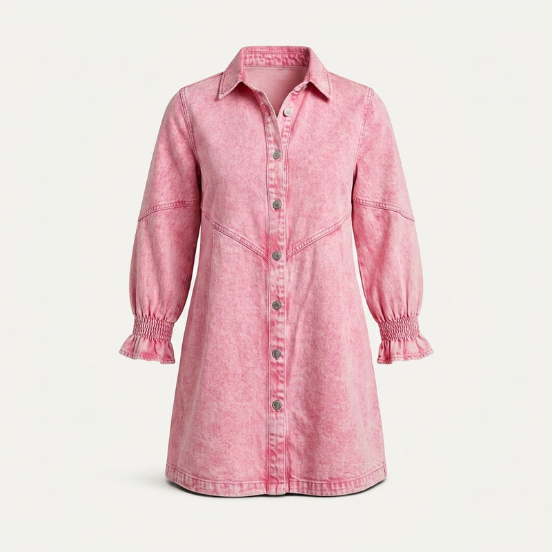 Washed Denim Shirt Dress